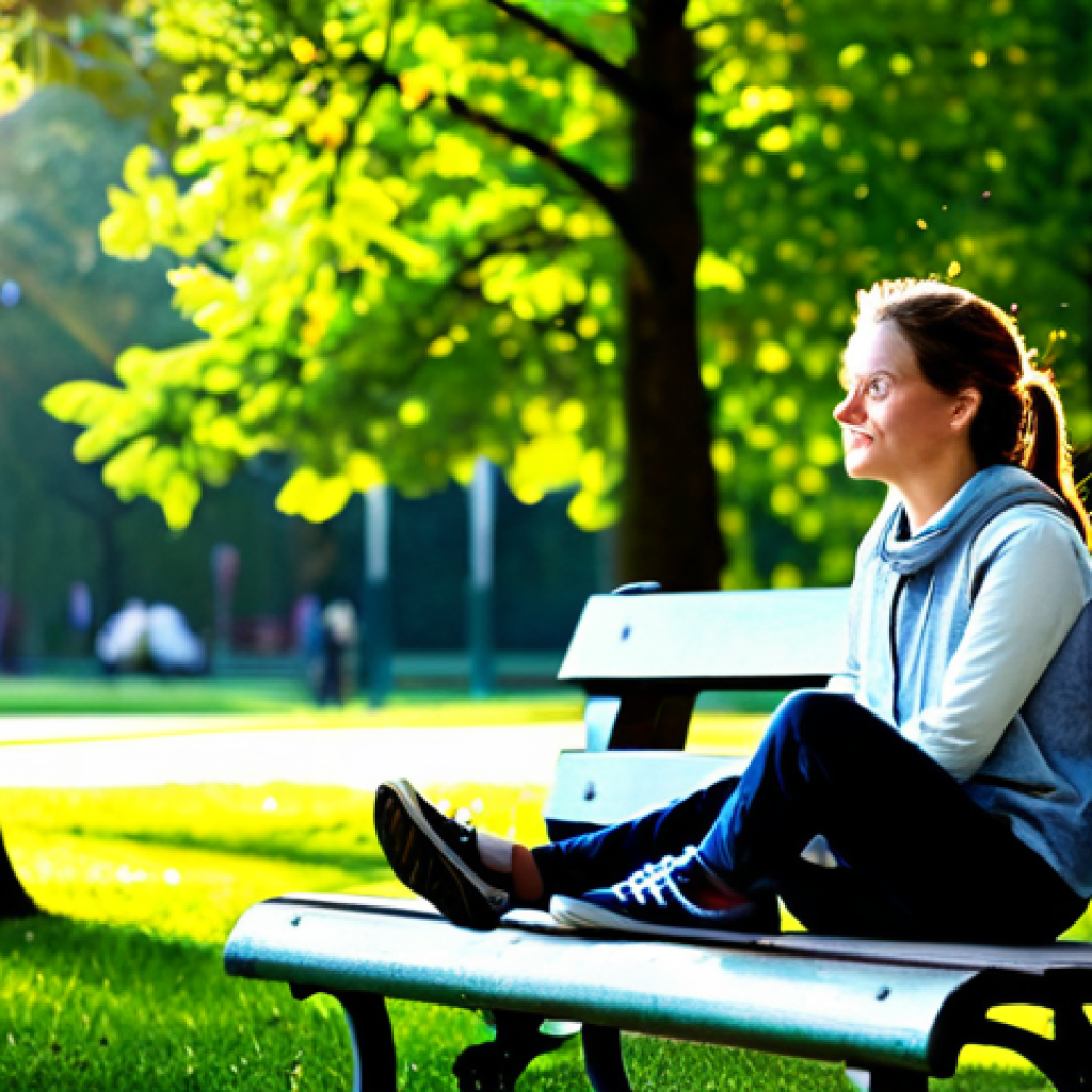 Mindful Moment in a Park**
"A person sitting peacefully on a park bench, fully clothed in comfortable, casual attire, practicing mindfulness. Sunlight filters through the trees, creating a serene atmosphere. Focus on relaxation and presence. safe for work, appropriate content, family-friendly, perfect anatomy, natural pose, professional photography, high quality."
**